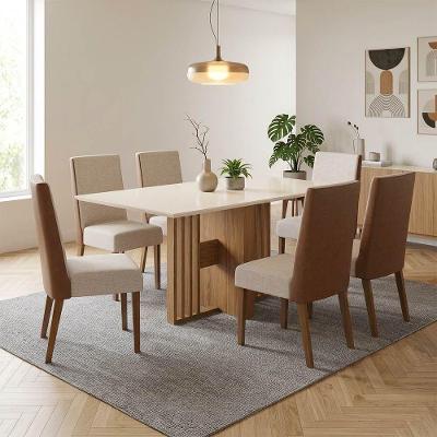 Mesa de Jantar Leo H02 6 Lugares Retangular MDF 160CM Off White D'Rossi