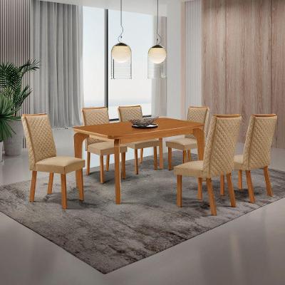Mesa de Jantar Liz 6 Lugares Tampo MDF Canto Copo 180CM Moderna