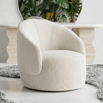 Poltrona Decorativa Giratória Saara Orgânica Bouclê Off White Desk Design