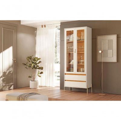 Cristaleira Brisa 2 Portas de Vidro 2 Gavetas MDP Off White Madetec Móveis