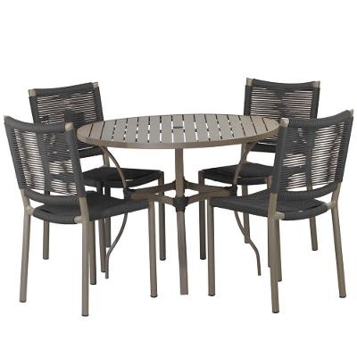Conjunto Tóquio 4 Cadeiras e Mesa Alumínio Corda Náutica Preto Trama Original