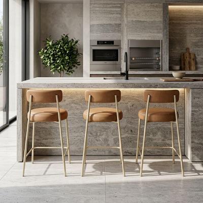 Kit 3 Banquetas Altas Londres PU com Encosto Industrial Whisky D'Rossi