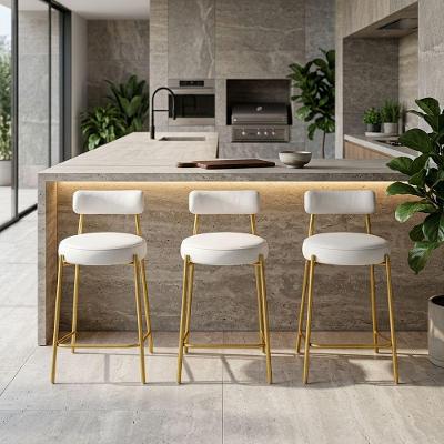 Kit 3 Banquetas Londres PU com Encosto Industrial Branco D'Rossi