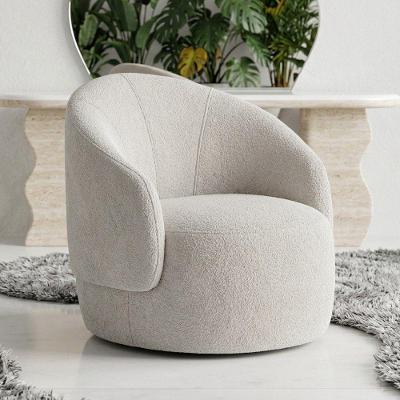 Poltrona Decorativa Giratória Saara Orgânica Bouclê Bege Desk Design