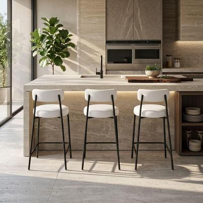 Kit 3 Banquetas Altas Londres PU Base Fixa com Encosto Branco D'Rossi