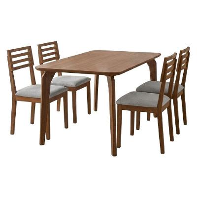 Mesa de Jantar Papaia 4 Lugares MDF com Cadeiras Linho Cinza Milani Movelaria