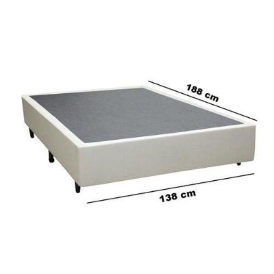 Cama Box Casal Base Simples Madeira com Pés Fixos Branco Colchão dos Sonhos