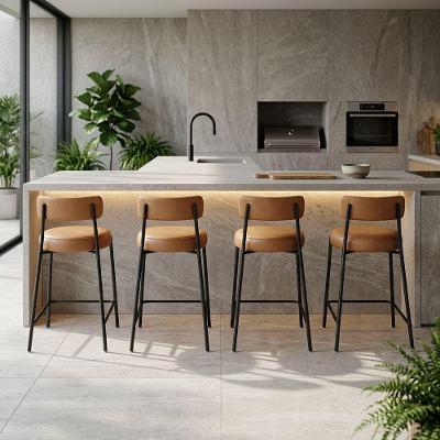 Kit 4 Banquetas Londres PU Whisky com Encosto Industrial Preto D'Rossi