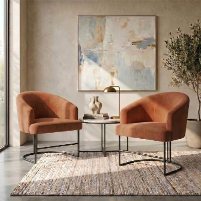 Kit 2 Poltronas Decorativas Chiara Base de Aço Terracota Mobília Decor