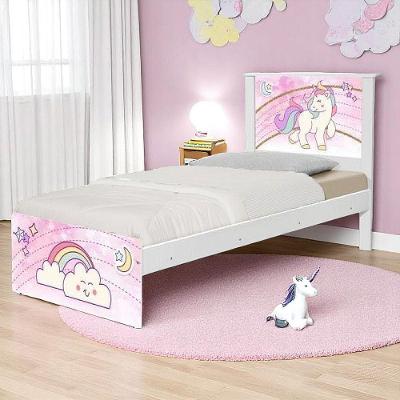 Cama Solteiro Infantil K02 Unicórnio Adesivos Vinil MDF-MDP Branco D'Rossi