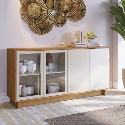 Balcão Aparador Buffet Naelly 4 Portas MDP 160CM Freijó Off White