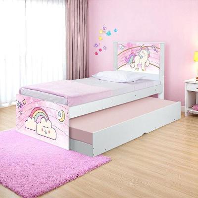 Cama Infantil Unicórnio K02 com Cama Auxiliar MDF-MDP Branco D'Rossi
