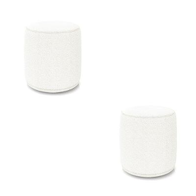 Kit 2 Puffs Redondos Malu Bouclê Off White Poliéster D'Rossi