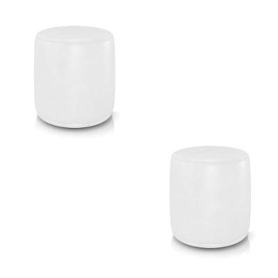 Kit 2 Puffs Redondos Malu Espuma Couro Sintético Branco D'Rossi
