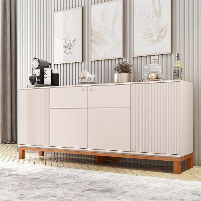 Aparador Buffet Visari C01 4 Portas MDF-MDP 180CM Off White Freijó D'Rossi