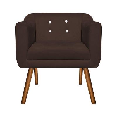 Poltrona Julia Decorativa com Strass Suede Pé Palito Marrom MV Estofados