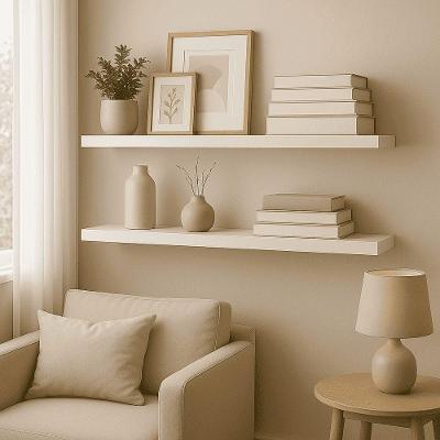 Kit 2 Prateleiras Luara L06 91x20CM MDP Suporte Invisível Branco D'Rossi