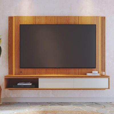 Painel para TV Duda 75" 180CM MDF Ripado LED Freijó Off White D'Rossi