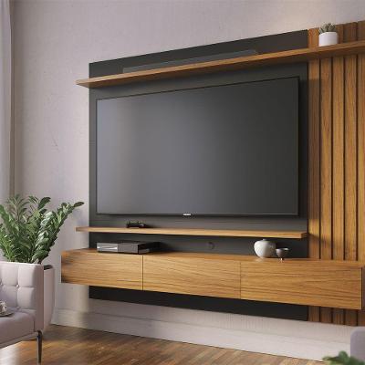 Painel para TV 70" 180CM MDP Ripado Luca Noce Milano e Preto Fosco D'Rossi