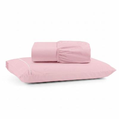 Jogo de Cama Lençol Egípcio Solteiro 2 Peças Micropercal 600 Fios Rosa
