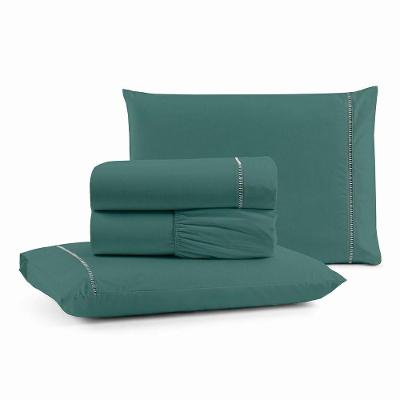 Jogo de Cama Queen 4 Peças Micropercal 600 Fios Algodão Verde Musgo Casa Show