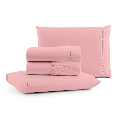 Jogo de Cama King 4 Peças Micropercal 600 Fios Egípcio Algodão Rosê