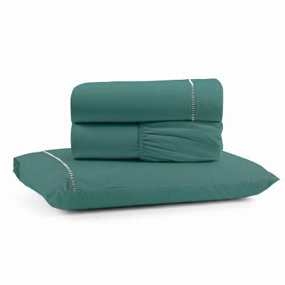 Jogo de Cama Solteiro 3 Peças Micropercal 600 Fios Algodão Verde Musgo Casa Show