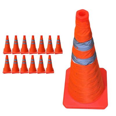 Kit 13 Cones de Sinalização Retráteis 50cm Refletivos Laranja Leva Pra Malhar