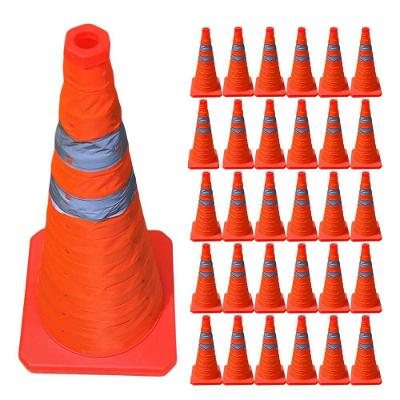 Kit 30 Cones Retráteis Flexíveis 50cm Faixas Refletivas Laranja Leva Pra Casa