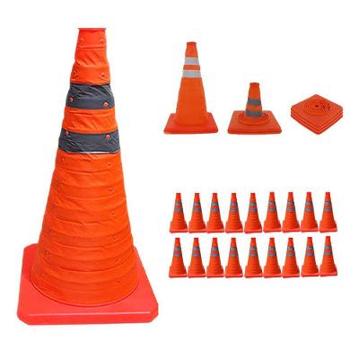 Kit 18 Cones Retráteis SU-CONE3-1 50cm Faixas Refletivas Laranja Leva Pra Casa