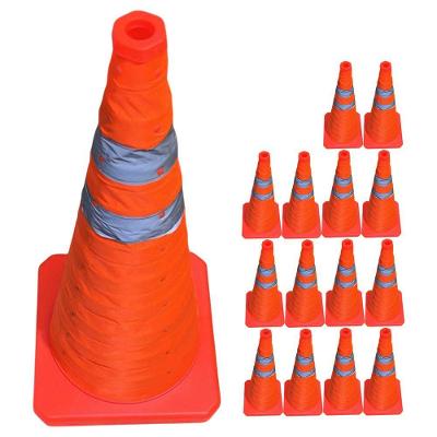 Kit 14 Cones Retráteis SU-CONE3-1 Dobráveis Refletivos 50cm Laranja AB Mídia