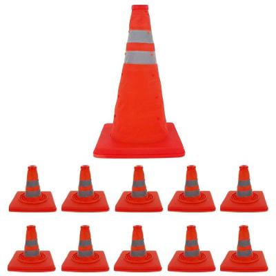 Kit 10 Cones de Sinalização Retrátil 50cm Refletivo Laranja Leva Pra Casa