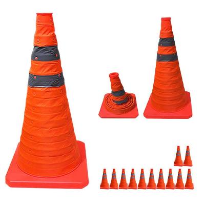 Kit 12 Cones de Sinalização Retrátil SU-CONE3-1 Refletivo 50cm Laranja Leva Pra Casa