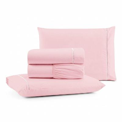 Jogo de Cama Casal 4 Peças Micropercal 600 Fios Egípcio Rosa Casa Show Enxovais