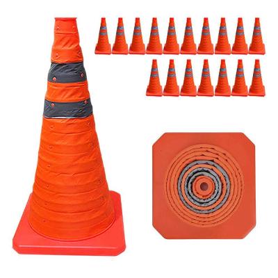 Kit 17 Cones Retráteis SU-CONE3-1 Flexíveis Faixas Refletivas 50cm Laranja Leva Pra Casa