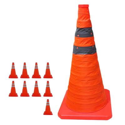 Kit 9 Cones de Sinalização Retrátil SU-CONE3-1 Dobrável Laranja Leva Pra Casa