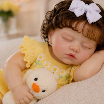 Boneca Reborn Menina Olhos Fechados 48cm em Silicone Sonho Realista