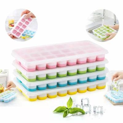 Kit 4 Formas de Gelo Silicone Tampa Rígida 14 Cubos Transparente