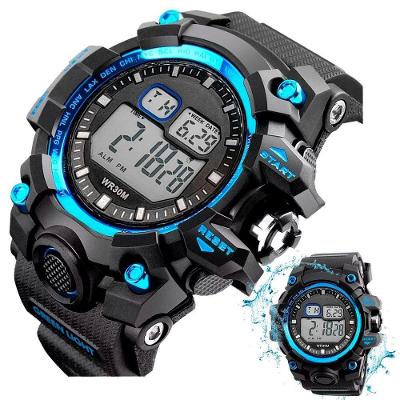 Relógio Masculino Digital à Prova d'Água Silicone Preto e Azul Orizom