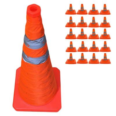 Kit 20 Cones Sinalizadores Retráteis SU-CONE3-1 Faixas Refletivas Laranja AB Mídia