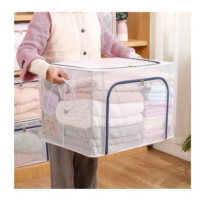 Caixa Organizadora 24L para Roupas de Cama, Mesa e Banho Multiuso em PVC, Poliéster, MDF e Metal Top