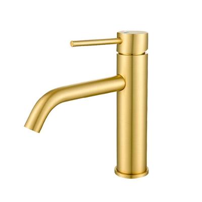 Torneira Monocomando Bica Baixa de Mesa Aço Inox Dourado Escovado DP6201