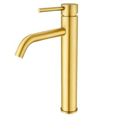 Torneira de Bica Alta de Mesa Aço Inoxidável Dourado Escovado DP6102 Drop Dead