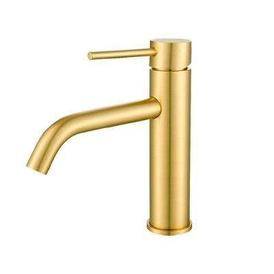 Torneira de Água Fria Bica Baixa de Mesa Aço Inoxidável Dourado Escovado DP6101