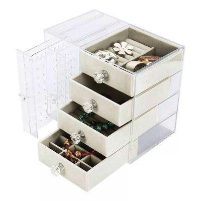 Organizador Porta Joias BSL3923 Acrílico 4 Gavetas Anel Brinco Pulseira Colar Transparente Braslu
