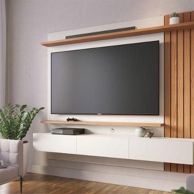 Painel para TV Luca 70" 180CM MDP Ripado Off White Matte e Freijó D'Rossi