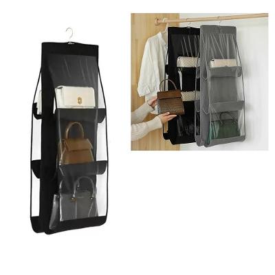 Organizador de Bolsas Cabideiro 6 Bolsos PVC Transparente Guarda Roupa