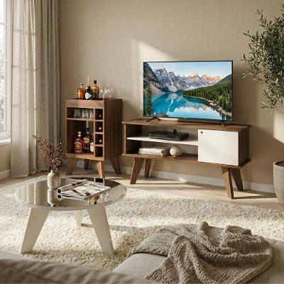 Kit Sala de Estar Frank Rack TV 50" 120CM MDF Off White Dkadidecor