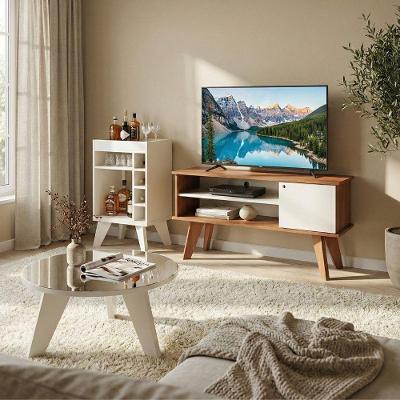 Kit Sala de Estar Frank Rack TV 50" 120CM MDF Off White Dkadidecor