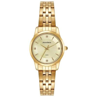 Kit Relógio Feminino 99912LPMKDE1K1 Analógico Aço Inox Dourado Mondaine